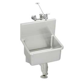 Stainless Steel 25" X 19-1/2" X 12 Wall Hung Service Sink Kit W/ Faucet W/Bucket Hook And P-Trap, ESSW2520C