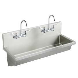 Stainless Steel 48" X 20" X 8" Wall Hung Multiple Station Hand Wash Sink Kit W/Faucets And Drain, EWMA4820C