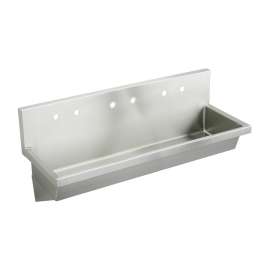 Stainless Steel 60" X 20" X 8" 6-Hole Wall Hung Multiple Station Hand Wash Sink, EWMA60206