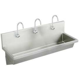 Stainless Steel 60" X 20" X 8" Wall Hung Multiple Station Hand Wash Sink Kit W/Faucets +Drain+Mechanical Mixing Valves, EWMA6020SACMC
