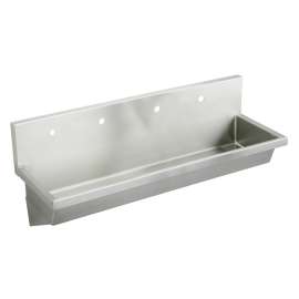 Stainless Steel 96" X 20" X 8" 4-Hole Wall Hung Multiple Station Hand Wash Sink, EWMA96204