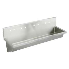 Stainless Steel 96" X 20" X 8" 8-Hole Wall Hung Multiple Station Hand Wash Sink, EWMA96208