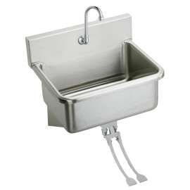 Stainless Steel 25" X 19.5" X 10-1/2" Wall Hung Single Bowl Hand Wash Sink Kit W/Spout + Foot Control, EWS2520FC