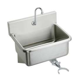 Stainless Steel 31" X 19.5" X 10-1/2" Wall Hung Single Bowl Hand Wash Sink Kit W/Knee Control + Spout, EWS3120KC