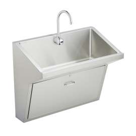 Stainless Steel 33" X 16-13/16" X 30" Wall Hung Single Station Surgeon Scrub Sink Kit, EWSFAD13620SACC