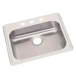 Dayton Stainless Steel 25" X 21-1/4" X 5-3/8" 3-Hole Single Bowl Drop-In Sink, GE125213