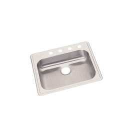 Dayton Stainless Steel 25" X 21-1/4" X 5-3/8" 4-Hole Single Bowl Drop-In Sink, GE125214