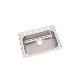 Dayton Stainless Steel 25" X 21-1/4" X 5-3/8" 5-Hole Single Bowl Drop-In Sink, GE125215