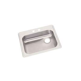 Dayton Stainless Steel 25" X 21-1/4" X 5-3/8" 2-Hole Single Bowl Drop-In Sink With Right Drain, GE12521R2