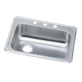Celebrity Stainless Steel 25" X 21-1/4" X 5-3/8", 0-Hole Single Bowl Drop-In Sink With Left Drain, GECR2521L0