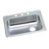 Celebrity Stainless Steel 25" X 21-1/4" X 5-3/8" 3-Hole Single Bowl Drop-In Sink With Right Drain, GECR2521R3