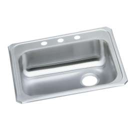 Celebrity Stainless Steel 25" X 21-1/4" X 5-3/8" 3-Hole Single Bowl Drop-In Sink With Right Drain, GECR2521R3