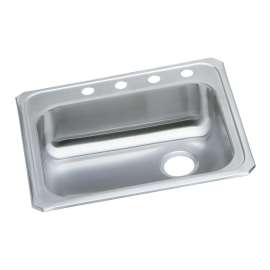 Celebrity Stainless Steel 25" X 21-1/4" X 5-3/8" 4-Hole Single Bowl Drop-In Sink With Right Drain, GECR2521R4