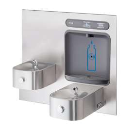 Hydroboost Bottle Filling Station & Bi-Level Integral Contour Fountain Non-Filtered Non-Refrigerated Stainless, HTHB-HRFSEBP-I