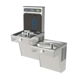 Hydroboost Bottle Filling Station & Bi-Level Vandal-Resistant Cooler High Efficiency Filtered Refrigerated Stainless, HTHB-HVRGRN8BL-WF