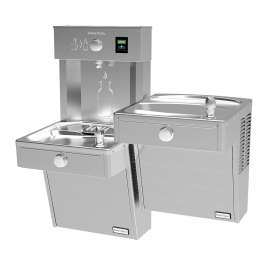 Hydroboost Vandal-Resistant Bottle Filling Station & Bi-Level Reverse Ada Cooler Non-Filtered Refrigerated Stainless, HTHBHVR8BLR-NF