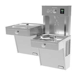 Hydroboost Vandal-Resistant Bottle Filling Station & Bi-Level Ada Cooler Filtered Refrigerated Stainless, HTHBHVR8BL