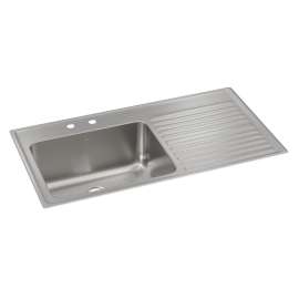 Lustertone Classic Stainless Steel 43" X 22" X 10" 2-Hole Single Bowl Drop-In Sink W/Left Drainboard, ILGR4322L2