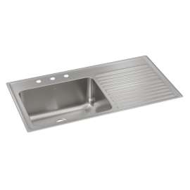 Lustertone Classic Stainless Steel 43" X 22" X 10" 3-Hole Single Bowl Drop-In Sink W/Left Drainboard, ILGR4322L3