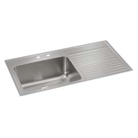 Lustertone Classic Stainless Steel 43" X 22" X 10" Mr2-Hole Single Bowl Drop-In Sink W/Left Drainboard, ILGR4322LMR2