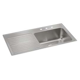 Lustertone Classic Stainless Steel 43" X 22" X 10" 3-Hole Single Bowl Drop-In Sink W/Right Drainboard, ILGR4322R3