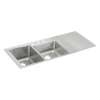Lustertone Classic Stainless Steel 54" X 22" X 10" 3-Hole Offset 60/40 Double Bowl Drop-In Sink W/Left Drainboard, ILGR5422L3
