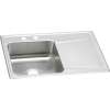 Lustertone Classic Stainless Steel 33" X 22" X 7-5/8" 2-Hole Single Bowl Drop-In Sink W/Left Drainboard, ILR3322L2