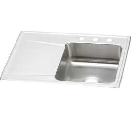Lustertone Classic Stainless Steel 33" X 22" X 7-5/8", Single Bowl Drop-In Sink With Drainboard, ILR3322R0