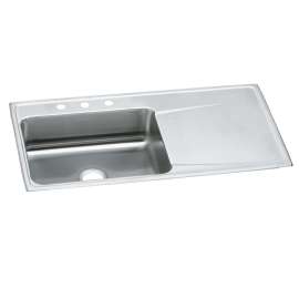 Lustertone Classic Stainless Steel 43" X 22" X 7-5/8" 4-Hole Single Bowl Drop-In Sink W/Left Drainboard, ILR4322L4