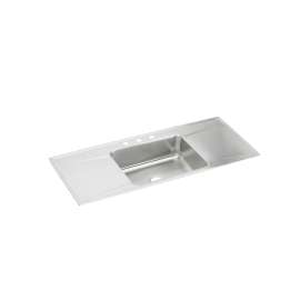Lustertone Classic Stainless Steel 54" X 22" X 7-5/8" 3-Hole Single Bowl Drop-In Sink W/Drainboard, ILR5422DD3