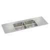 Lustertone Classic Stainless Steel 66" X 22" X 7-5/8", Equal Double Bowl Drop-In Sink With Drainboard, ILR6622DD0