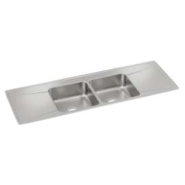 Lustertone Classic Stainless Steel 66" X 22" X 7-5/8", Equal Double Bowl Drop-In Sink With Drainboard, ILR6622DD0