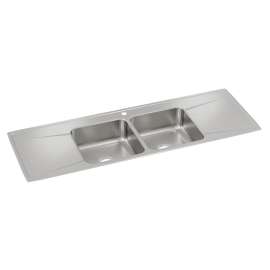 Lustertone Classic Stainless Steel 66" X 22" X 7-5/8" 1-Hole Equal Double Bowl Drop-In Sink W/Right Drainboard, ILR6622DD1