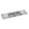 Lustertone Classic Stainless Steel 66" X 22" X 7-5/8" Equal 4-Hole Double Bowl Drop-In Sink W/Drainboard, ILR6622DD4