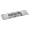 Lustertone Classic Stainless Steel 66" X 22" X 7-5/8" Mr2-Hole Equal Double Bowl Drop-In Sink W/Drainboard, ILR6622DDMR2