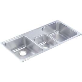 Lustertone Classic Stainless Steel 43" X 22" X 7-7/8", 0-Hole Triple Bowl Drop-In Sink, LCR43220