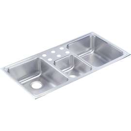 Lustertone Classic Stainless Steel 43" X 22" X 7-7/8" 6-Hole Triple Bowl Drop-In Sink, LCR43226