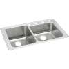 Lustertone Classic Stainless Steel 37" X 22" X 10" Offset 4-Hole Double Bowl Drop-In Sink, LGR37224