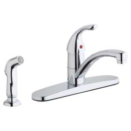 Everyday Four Hole Deck Mount Kitchen Faucet With Lever Handle And Side Spray And Deck Plate/Escutcheon Chrome, LK1001CR