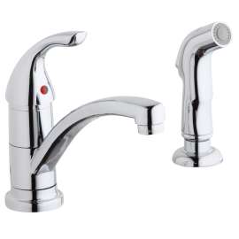 Everyday Two Hole Deck Mount Kitchen Faucet With Lever Handle And Side Spray Chrome, LK1501CR