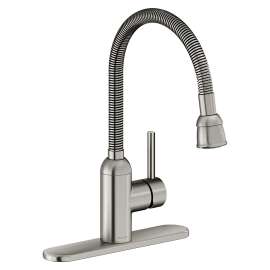 Pursuit Laundry/Utility Faucet With Flexible Spout Forward Only Lever Handle Lustrous Steel, LK2500LS