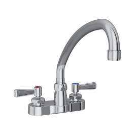 4" Centerset With Exposed Deck Faucet With 10" Arc Tube Spout 2" Lever Handles, LK406AT10L2