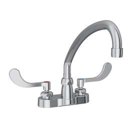 4" Centerset With Exposed Deck Faucet With 10" Arc Tube Spout 4" Wristblade Handles, LK406AT10T4