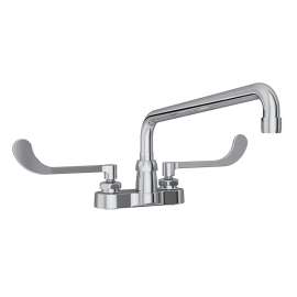 4" Centerset With Exposed Deck Faucet With 12" Arc Tube Spout 6" Wristblade Handles, LK406AT12T6