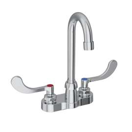 4" Centerset With Exposed Deck Faucet With 4" Gooseneck Spout 4" Wristblade Handles Chrome, LK406GN04T4