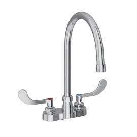 4" Centerset With Exposed Deck Faucet With 8" Gooseneck Spout 4" Wristblade Handles Chrome, LK406GN08T4