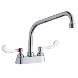 4" Centerset With Exposed Deck Faucet With 10" High Arc Spout 4" Wristblade Handles Chrome, LK406HA10T4
