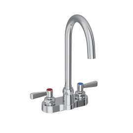 4" Centerset With Exposed Deck Laminar Flow Faucet With 5" Gooseneck Spout 2" Lever Handles Chrome, LK406LGN05L2