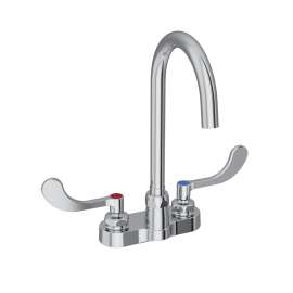 4" Centerset With Exposed Deck Laminar Flow Faucet With 5" Gooseneck Spout 4" Wristblade Handles Chrome, LK406LGN05T4