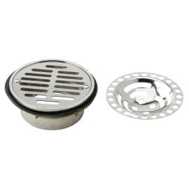 Drain Fitting 5-1/2" Stainless Steel Dome / Flat Grid Strainer, LK43